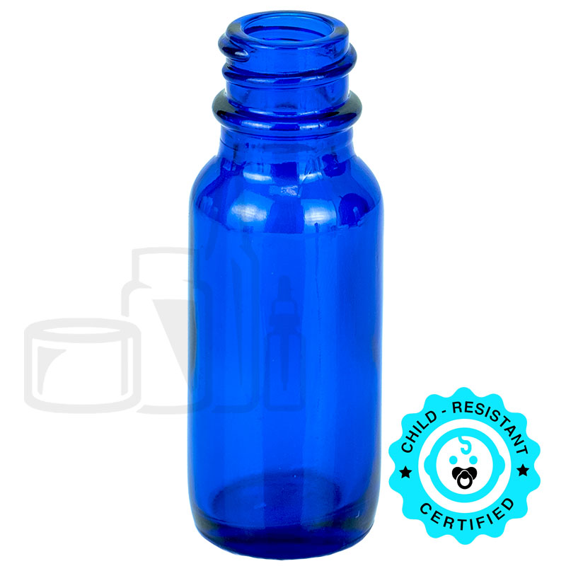 0.5oz Blue Glass Boston Round Bottle 18-400(540/case)