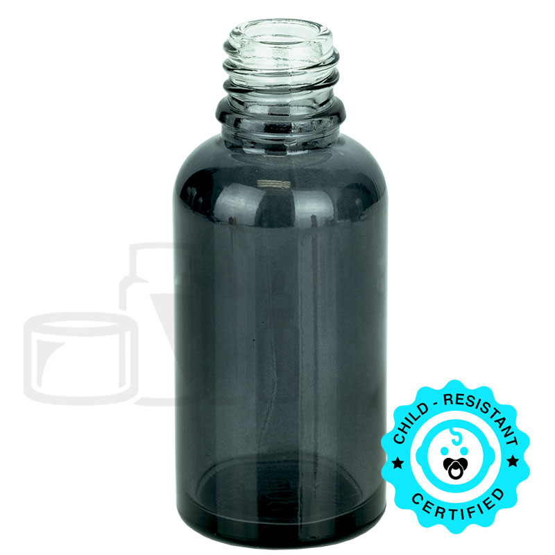 30ml Transparent Black Euro Round Glass Bottle 18-415