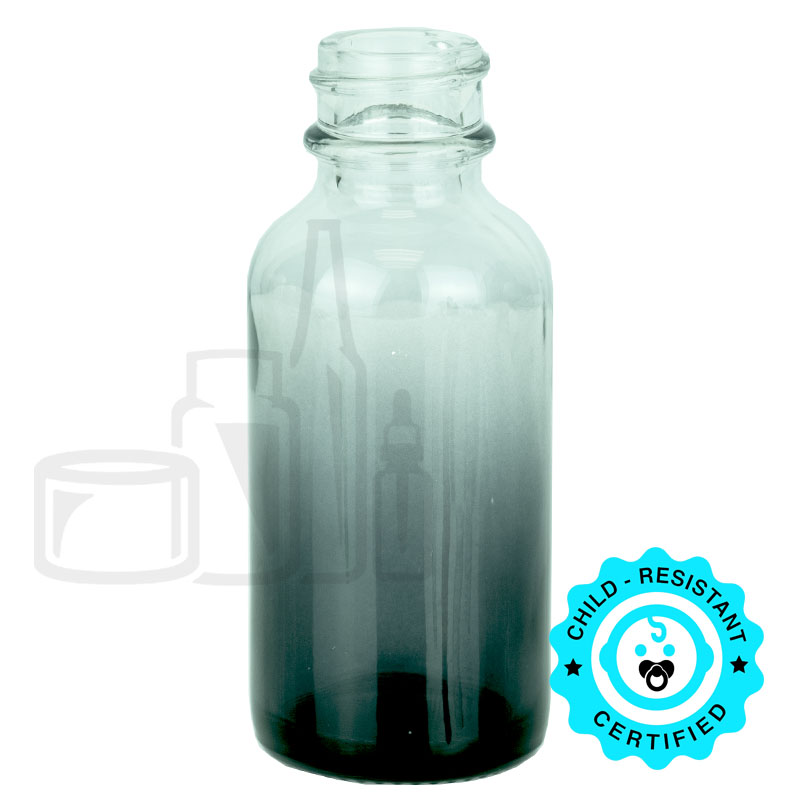 1oz Faded Black Glass Boston Round Bottle 20-400