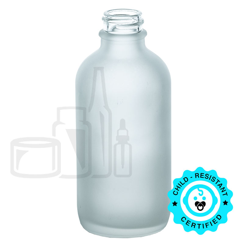 4oz Frosted Clear Glass Boston Round Bottle 24-400(128/cs)