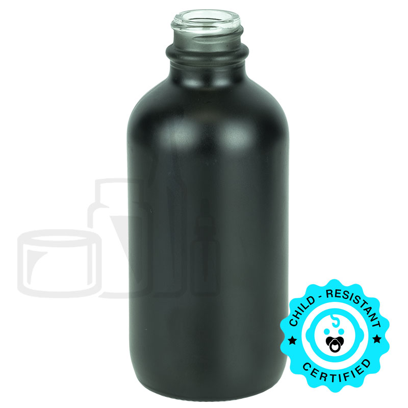 4oz Matte Black Glass Boston Round Bottle 22-400(128/case)