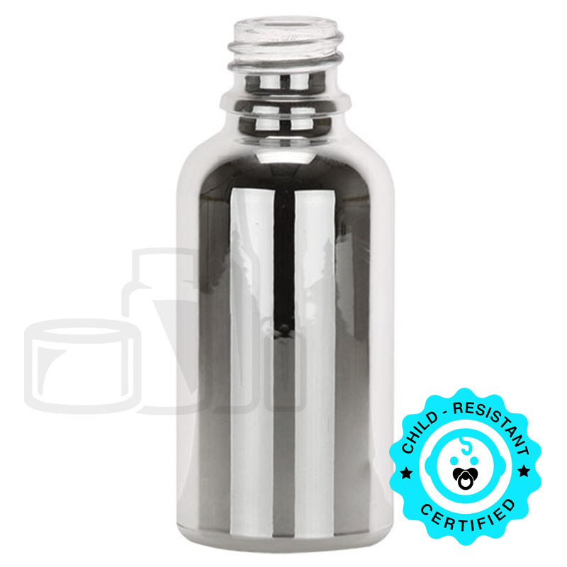 30ml Silver Glass Euro Round Bottle 18-410