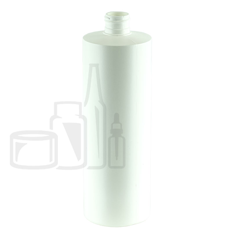 16oz White HDPE Plastic Cylinder Round Bottle 24-410(180/case)