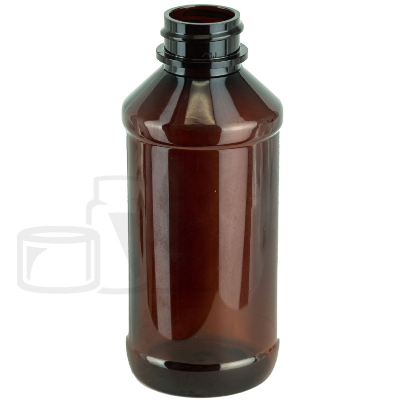 4oz PET Dark Amber Modern Round Bottle 24-400(500/cs)