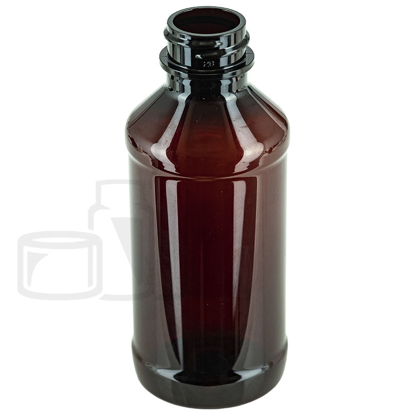 4oz PET Plastic Amber Modern Round Bottle 24-400(500/case)