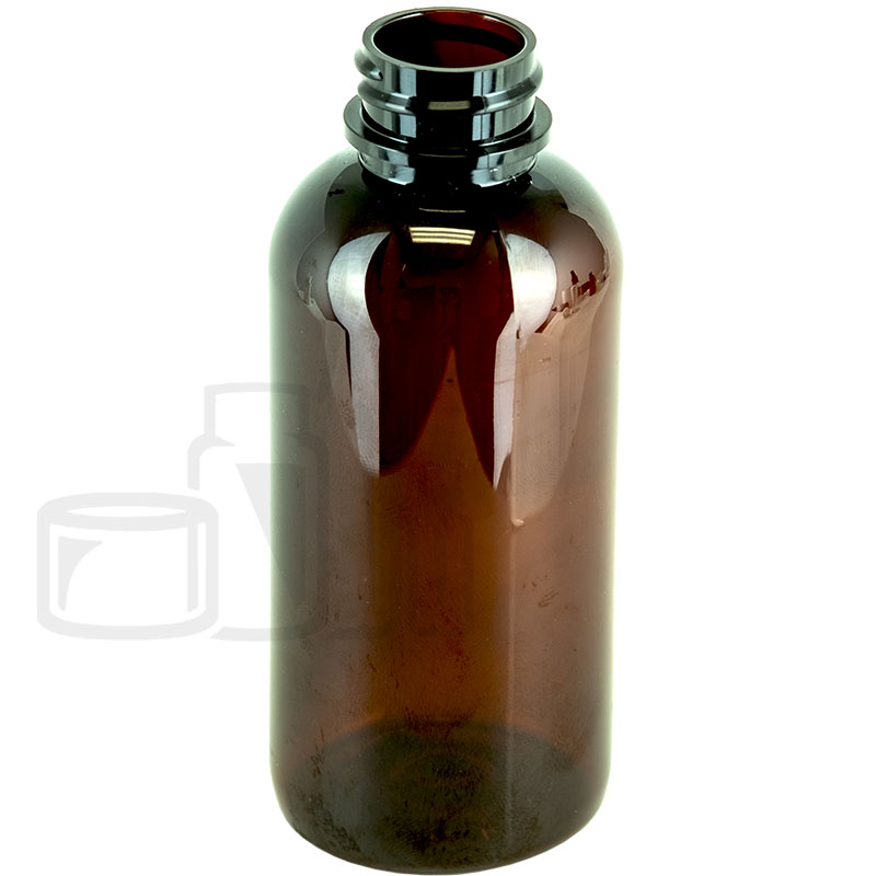 4oz PET Plastic Amber Boston Round Bottle 24-400(500/case)