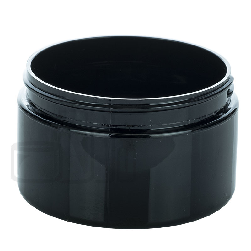 4oz Black Straight Sided Jar with 70-400 - Liquid Bottles LLC