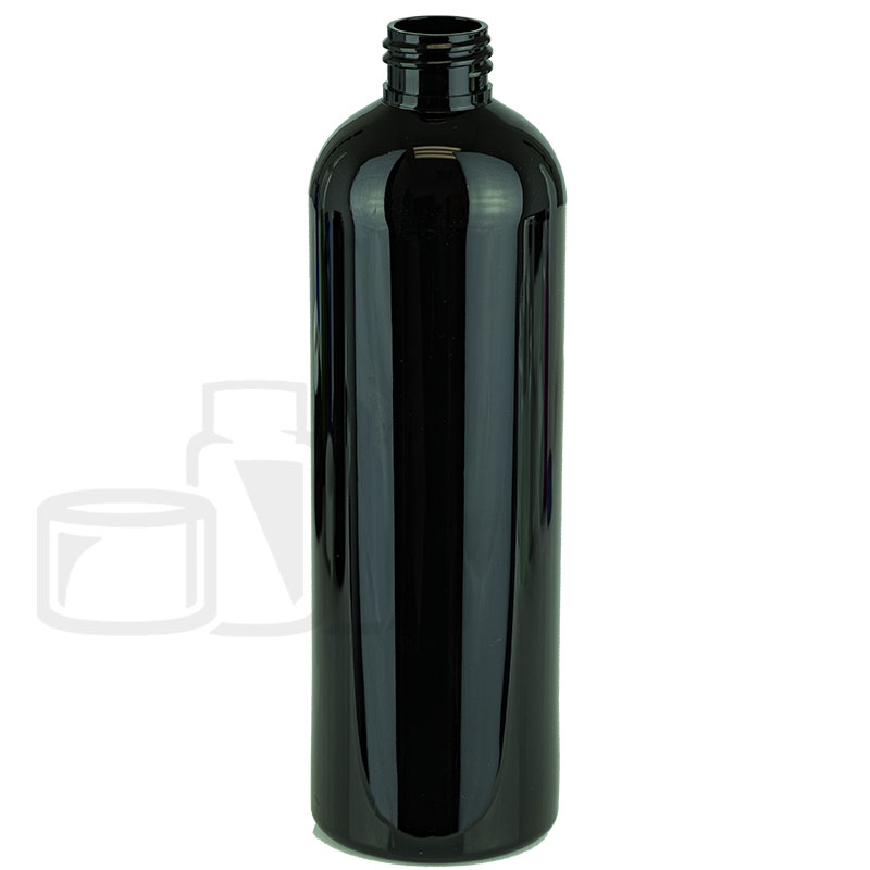 12oz BLACK Cosmo Round PET Plastic Bottle 24-410(2520/case)