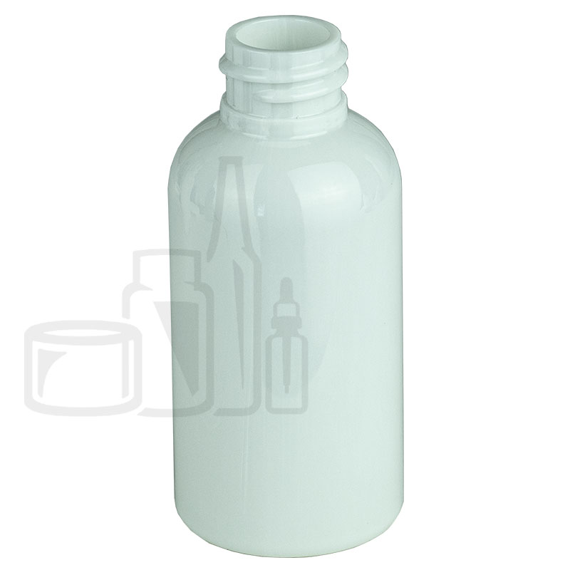 2oz WHITE Boston Round PET Plastic Bottle 20-410