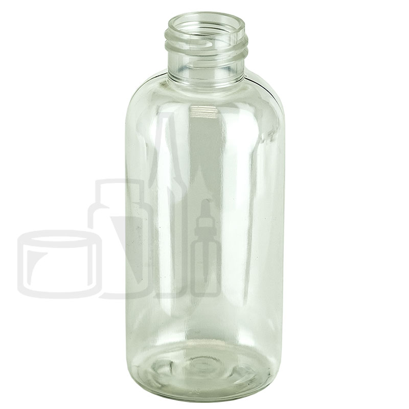 4oz CLEAR Boston Round PET Plastic Bottle 24-410 (500/case)