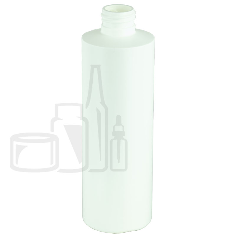 8oz HDPE Plastic White Cylinder Bottle 24-410(484/case)