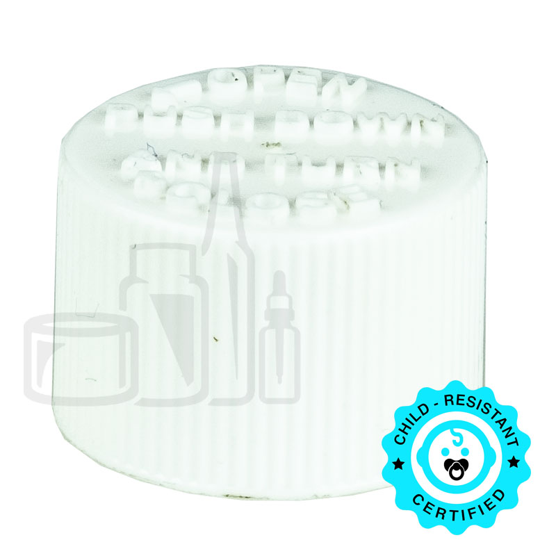 White 16mm Ribbed PP/PE CRC Cap for Plastic Vial