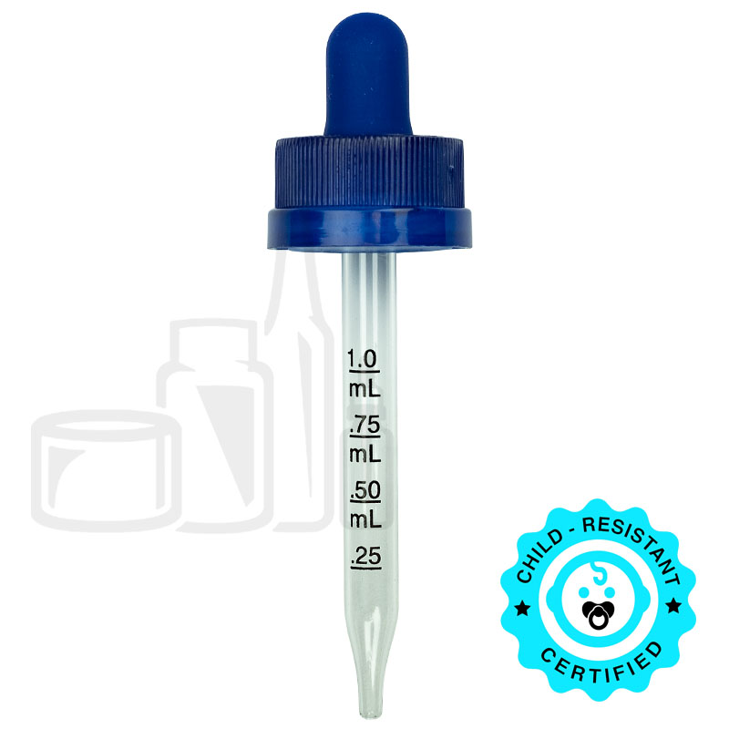 CRC (Child Resistant Closure) Dropper CAP ONLY - Blue20-400