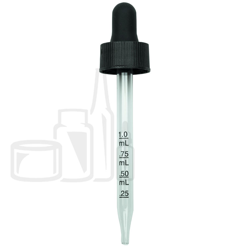 NON CRC Dropper - Black with Measurement Markings on Pipette - 91mm 20-400