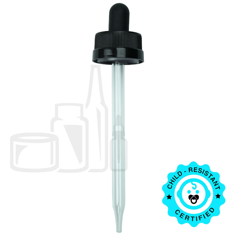 CRC (Child Resistant Closure) Dropper - Black - 109mm 22-400(1000/case)