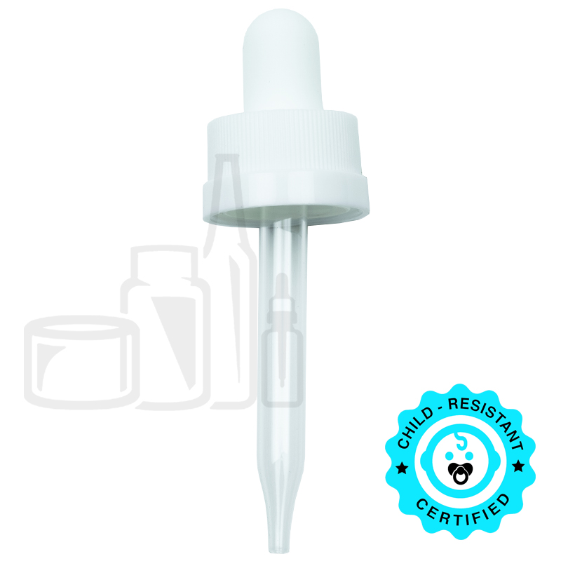 CRC (Child Resistant Closure) Dropper - White - 65mm 18-400(1400/case)