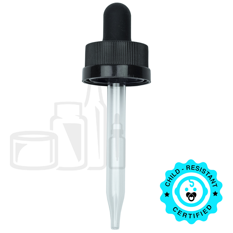 CRC (Child Resistant Closure) Dropper - Black - 71mm 20-400