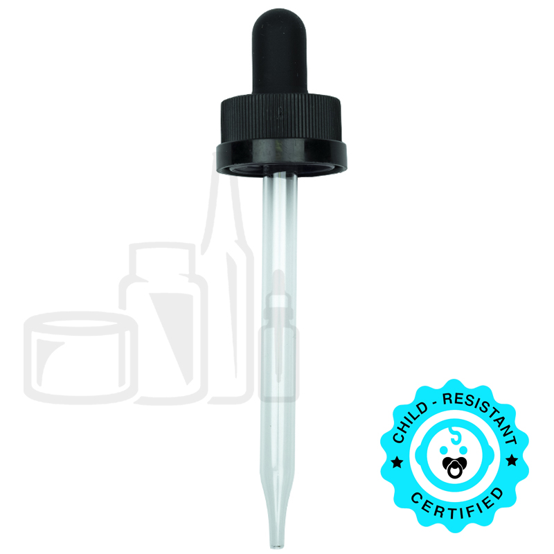 CRC (Child Resistant Closure) Dropper - Black - 91mm 20-400(1400/case)