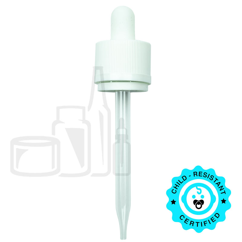 CRC/TE (Child Resistant Closure/Tamper Evident) Dropper - White - 90mm 20-415