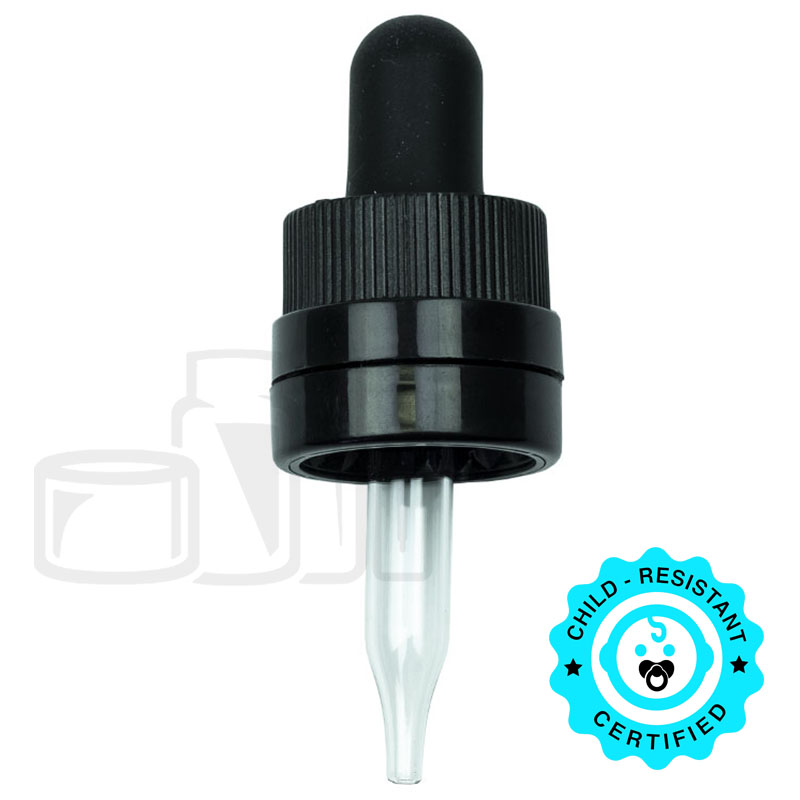 CRC/TE (Child Resistant Closure/Tamper Evident) Super Dropper - Black - 48mm 18-415(1400/case)