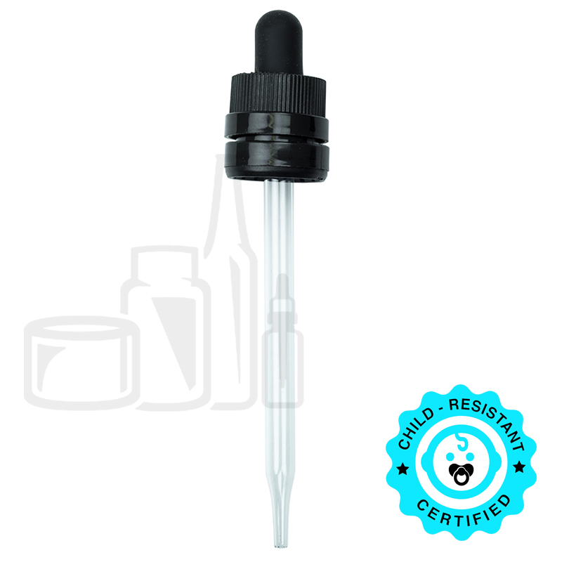 CRC/TE (Child Resistant Closure/Tamper Evident) Super Dropper - Black - 109mm 18-415