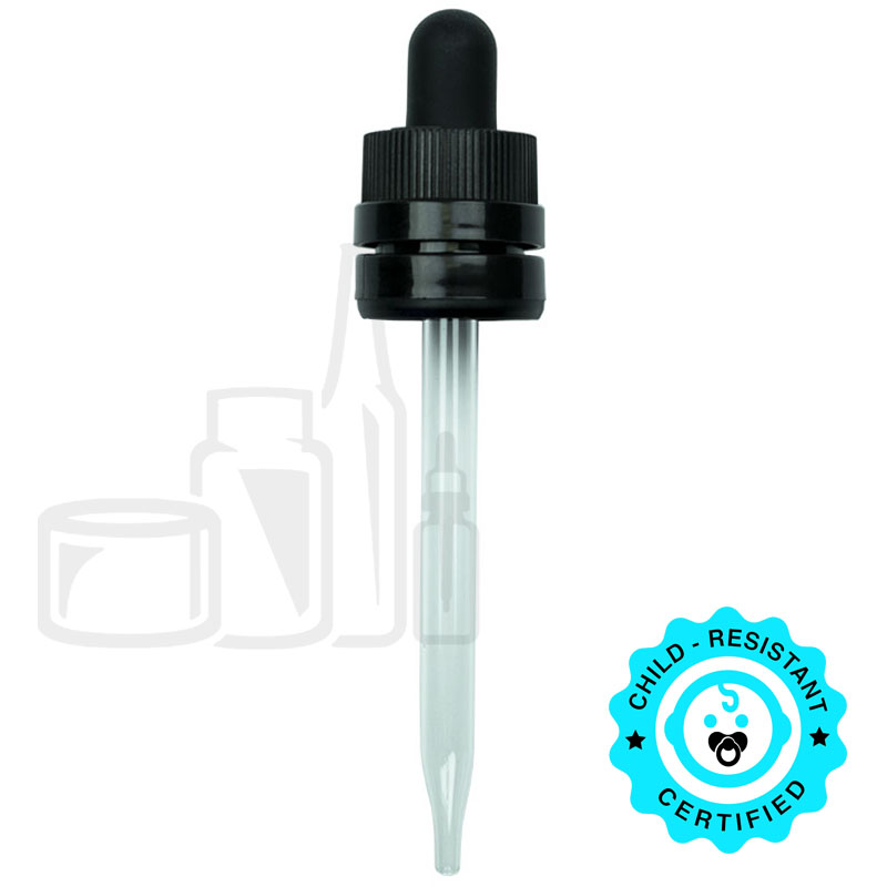 CRC/TE (Child Resistant Closure/Tamper Evident) Super Dropper - Black - 94mm 18-415(1400/case)