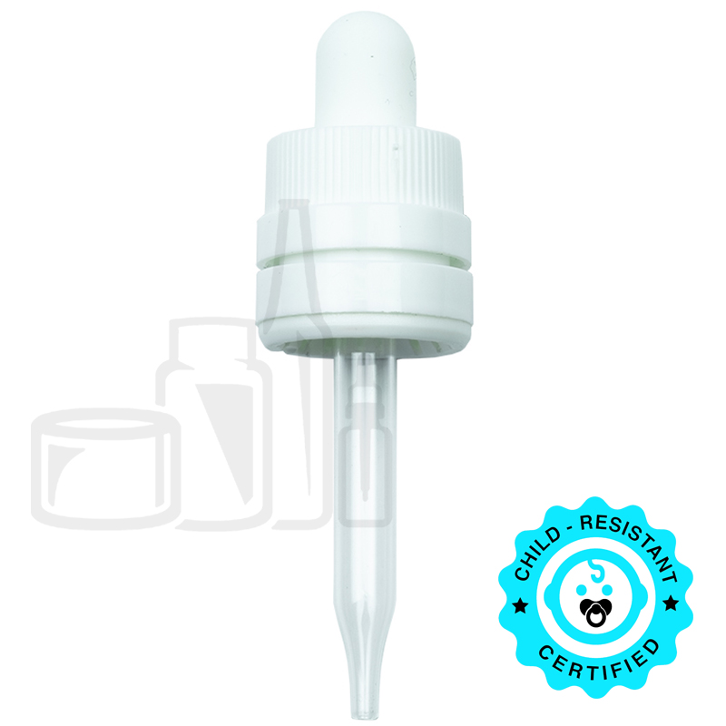 CRC/TE (Child Resistant Closure/Tamper Evident) Super Dropper - White - 65mm 18-415(1400/case)