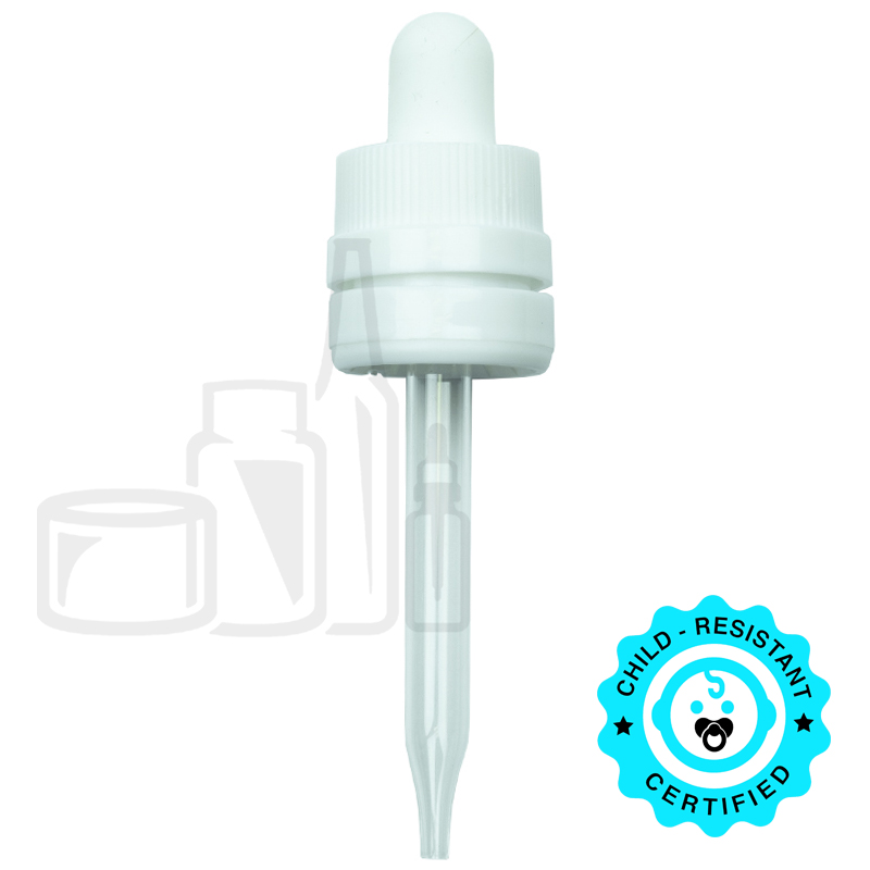 CRC/TE (Child Resistant Closure/Tamper Evident) Super Dropper - White - 77mm 18-415(1400/cs)