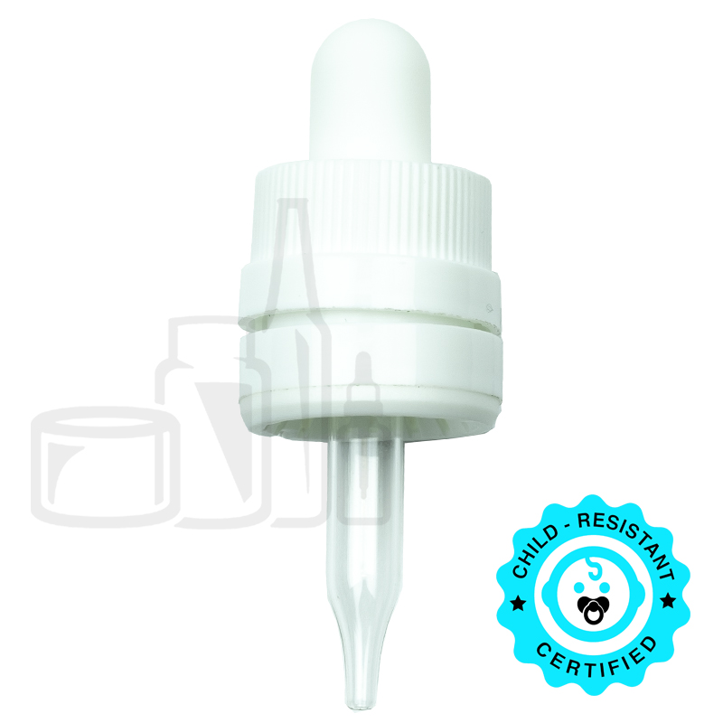 CRC/TE (Child Resistant Closure/Tamper Evident) Super Dropper - White - 58mm 18-415