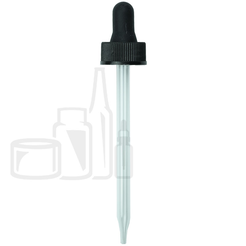 NON CRC (Child Resistant Closure) Dropper - Black - 110mm 22-400(1400/case)