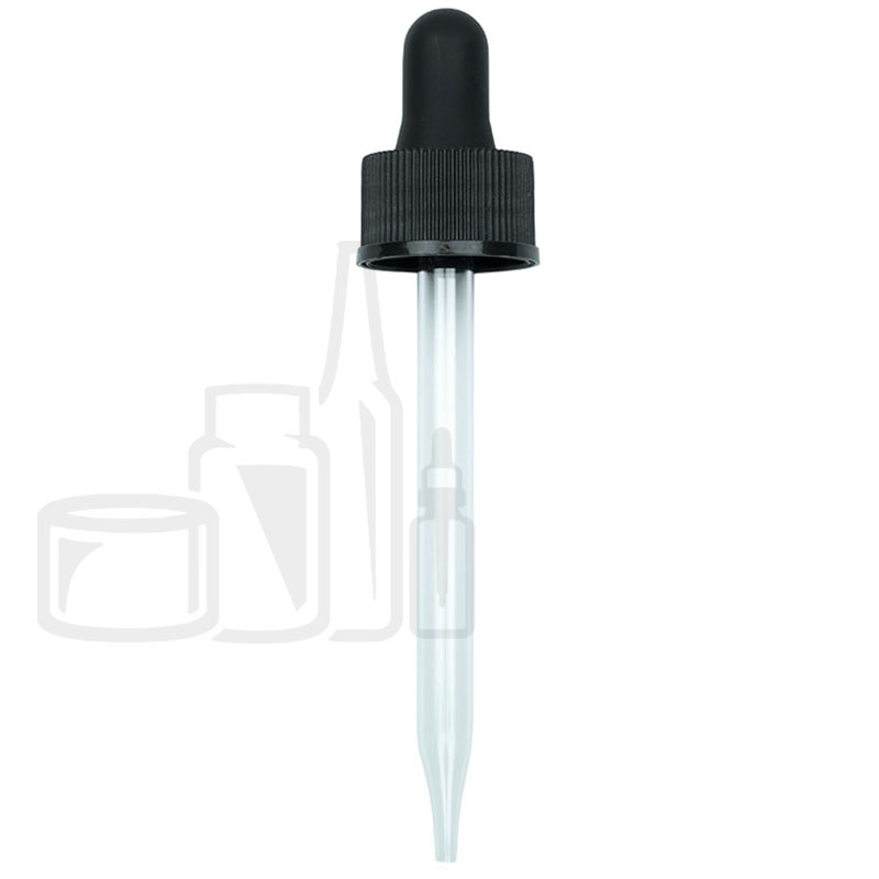 NON CRC (Child Resistant Closure) Dropper - Black - 91mm 20-400(1400/case)