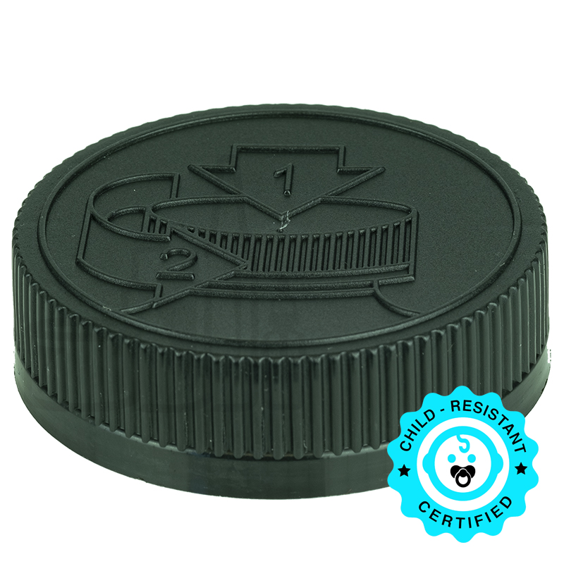 Black CRC (Child Resistant Closure) Cap 53-400 Universal HIS Liner HS035.020(750/case)