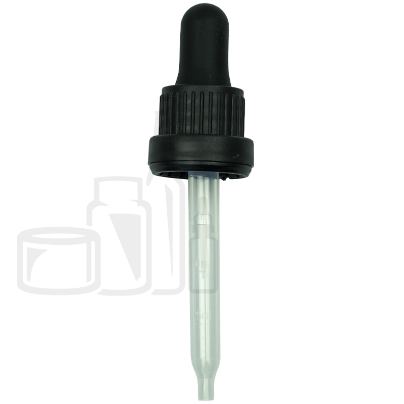 NON CRC + Tamper Evident with PP PLASTIC Pipette- Black - Markings - 77mm 18-415