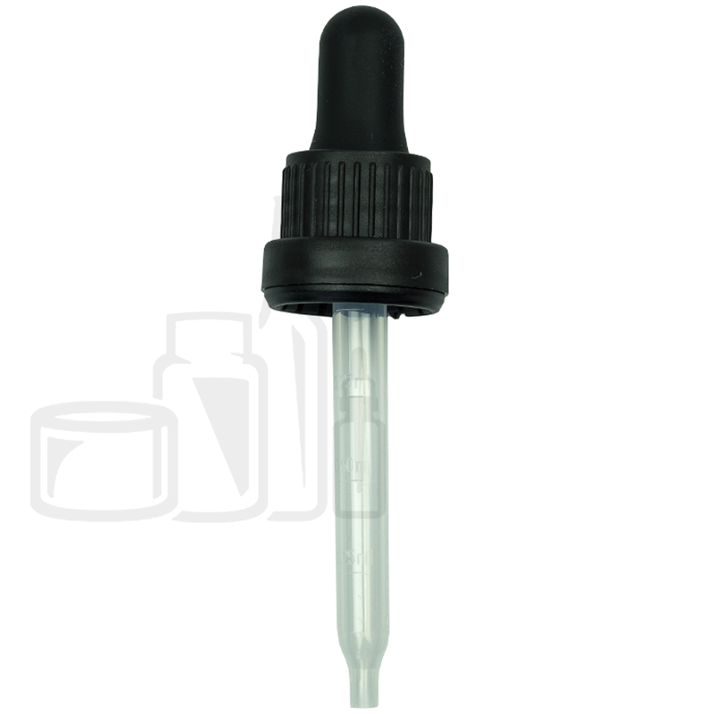 NON CRC + Tamper Evident with PP PLASTIC Pipette- Black - Markings - 77mm 18-415