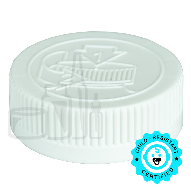 White CRC (Child Resistant Closure) Cap 33-400 with MRPLN04 .020 Foam PRT Liner(2000/case)