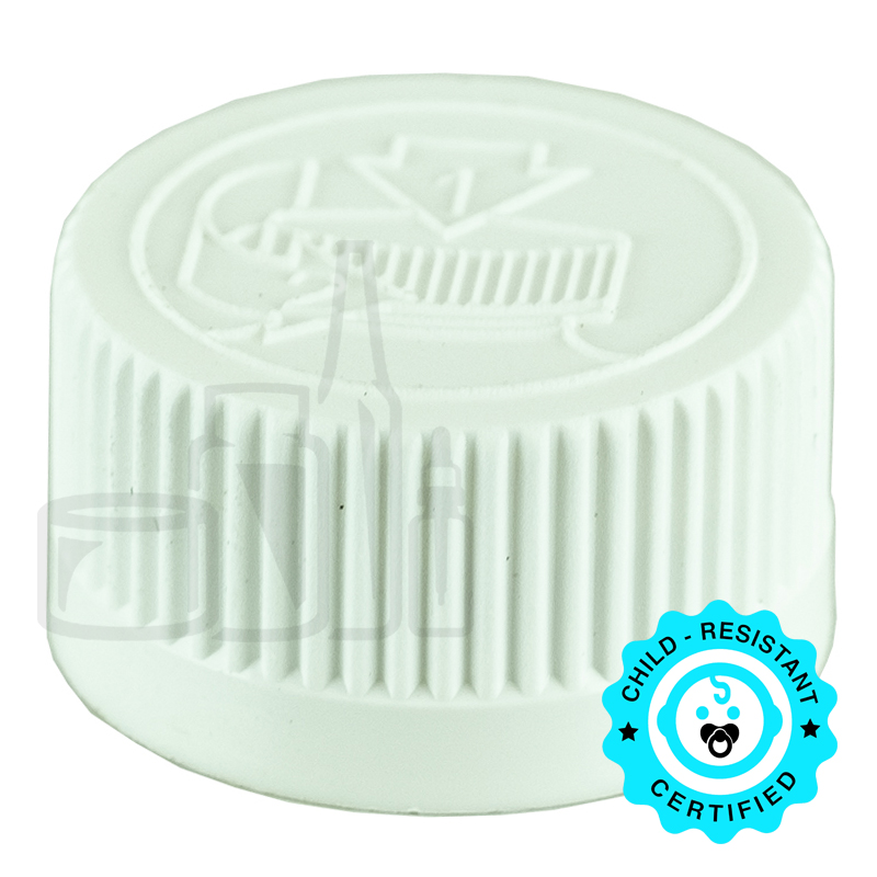 White CRC (Child Resistant Closure) Cap 24-400 PE.035 Foam Liner(3200/cs)