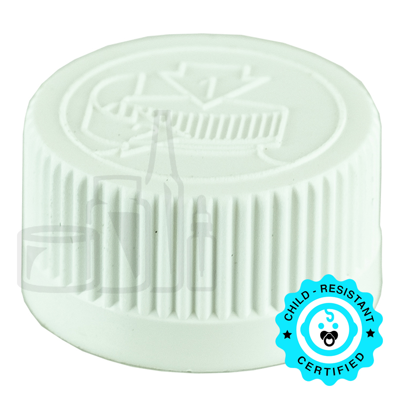White CRC (Child Resistant Closure) Cap 24-400 PE.035 Foam Liner(3200/case)