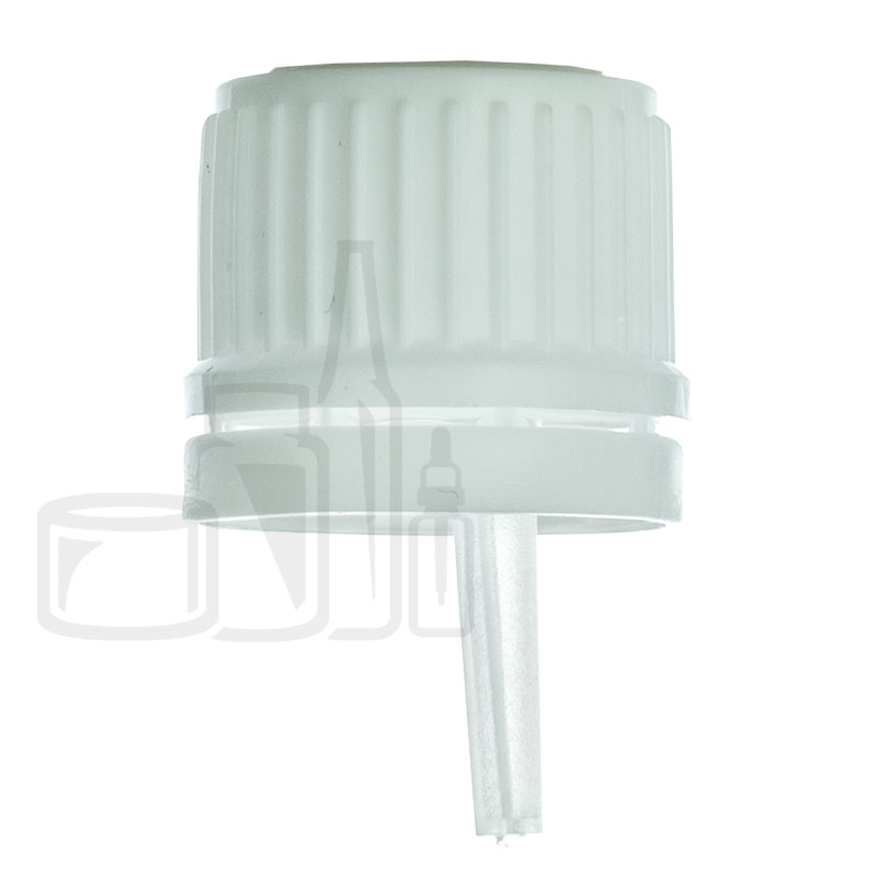 White 18mm Tamper Evident Dropper Cap with Tip