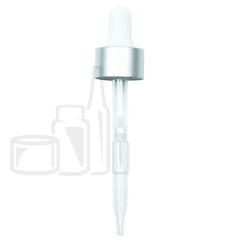 NON CRC (Child Resistant Closure) Dropper - Silver Skirt/White Bulb - 91mm 20-400