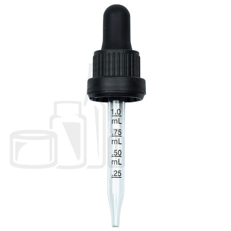 NON CRC + Tamper Evident Dropper - Black with Markings - 91mm 18-415