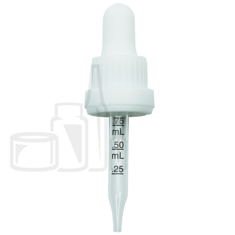 NON CRC + Tamper Evident Dropper - White with Measurement Markings on Pipette - 58mm 18-415