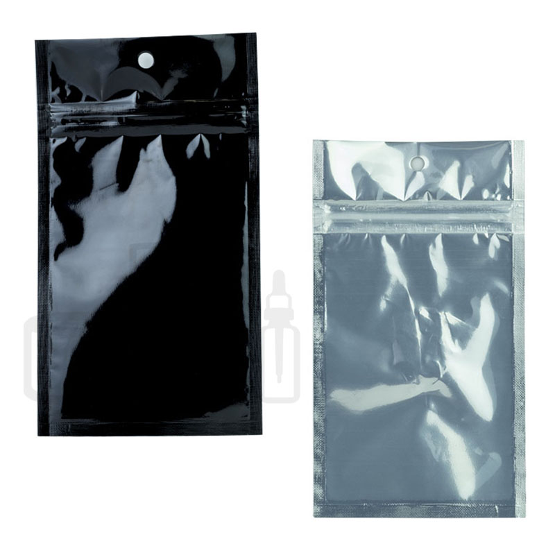 Hanging Zip Bag - Clear Front with Black Back - 3" x 4.5"