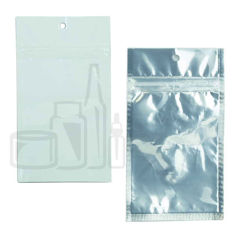 Hanging Zip Bag - Clear Front with White Back - 3" x 4.5"