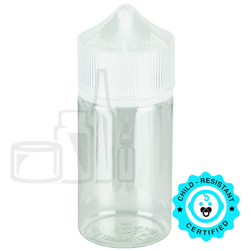 V3 - MINI 60ML PET Plastic CHUBBY GORILLA CLEAR BOTTLE W/ CRC/TE CLEAR CAP(500/case)