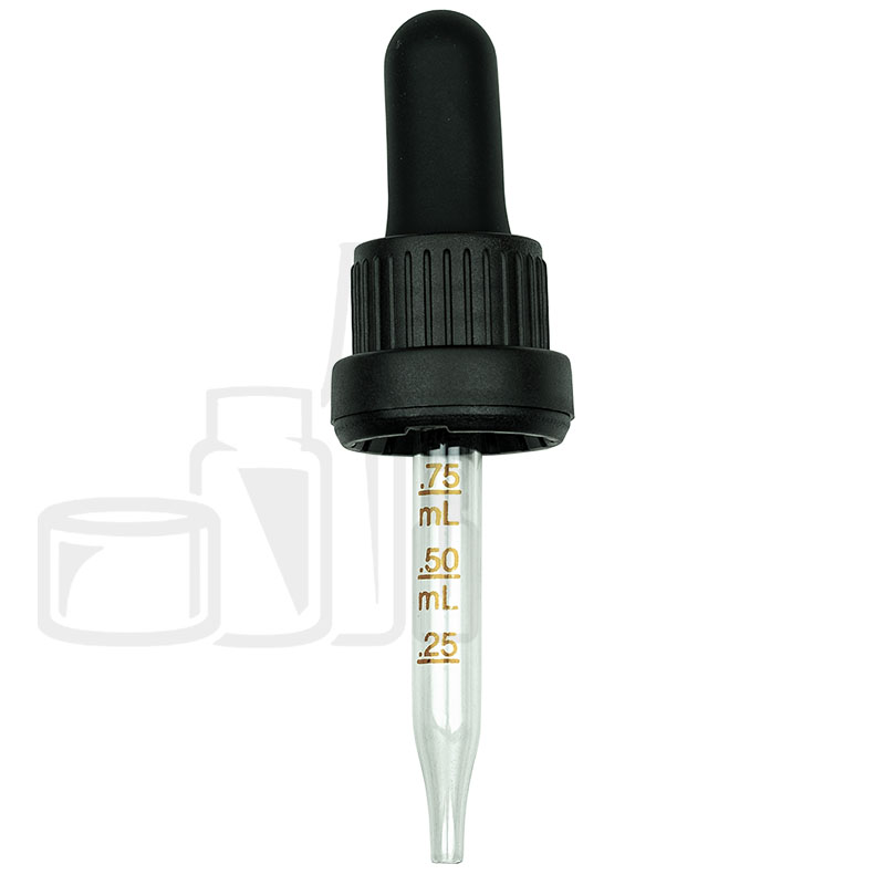 NON CRC + T/E Dropper - Black w/Markings on Pipette - 65mm 18-415(1800/pcs)