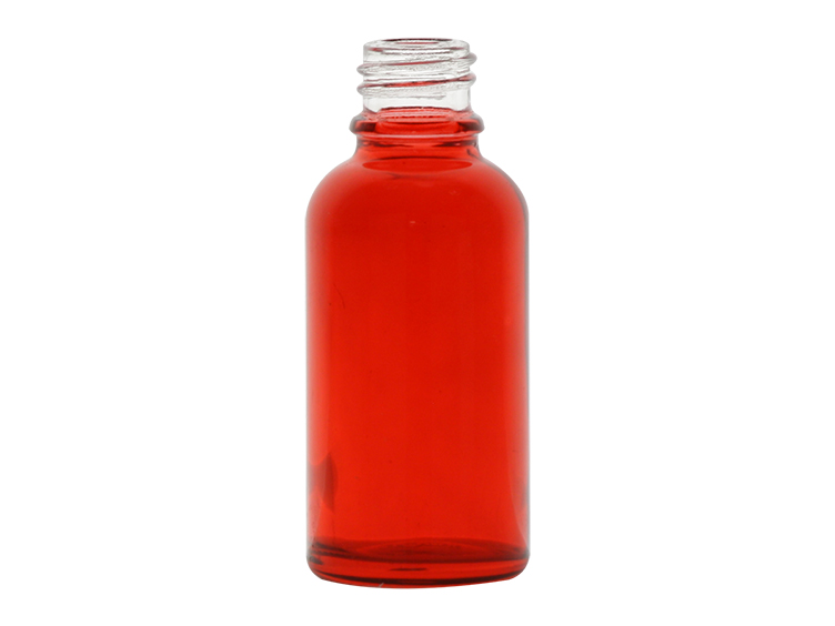 30ml Transparent Red Glass Euro Round Bottle 18-415