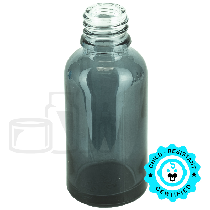 30ml Transparent Black Euro Round Glass Bottle 18-415(330/cs)