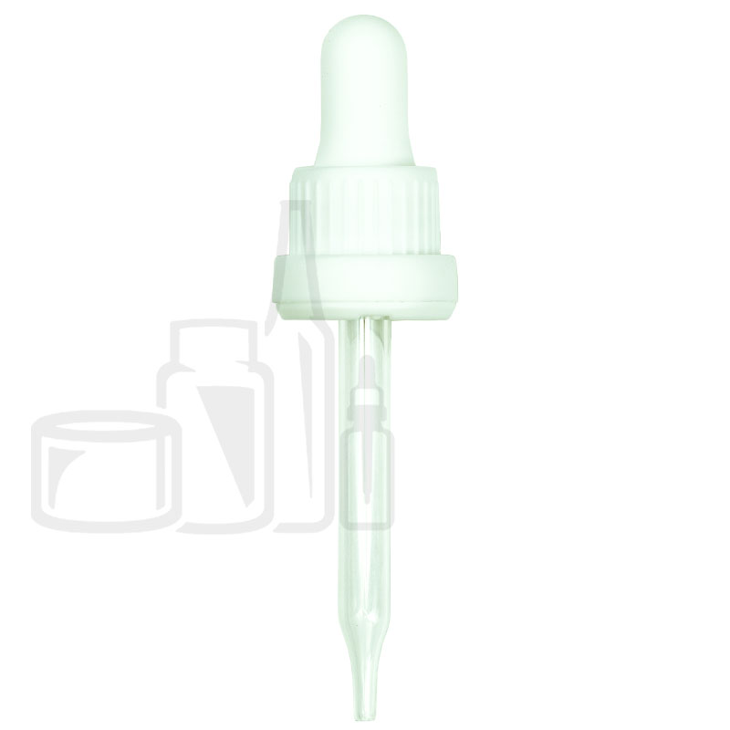 NON CRC + Tamper Evident Dropper - White - Glass Pipette - 77mm 18-415(1400/cs)