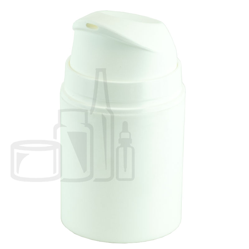 50ml White Airless Pump Stubby Bottle with White Matte Cap