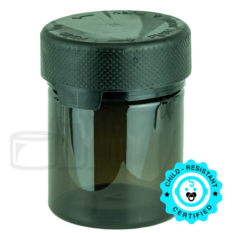 3oz PET Plastic Aviator Series by Chubby Gorilla TE/CRC Translucent Black Container w/Solid Black Cap(400/case)